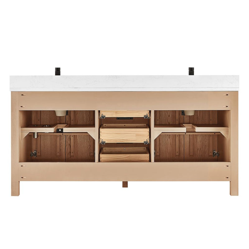 Vinnova 704272-AN-GW Shenzhen 72" Double Sink Bath Vanity in Aged Natural Oak