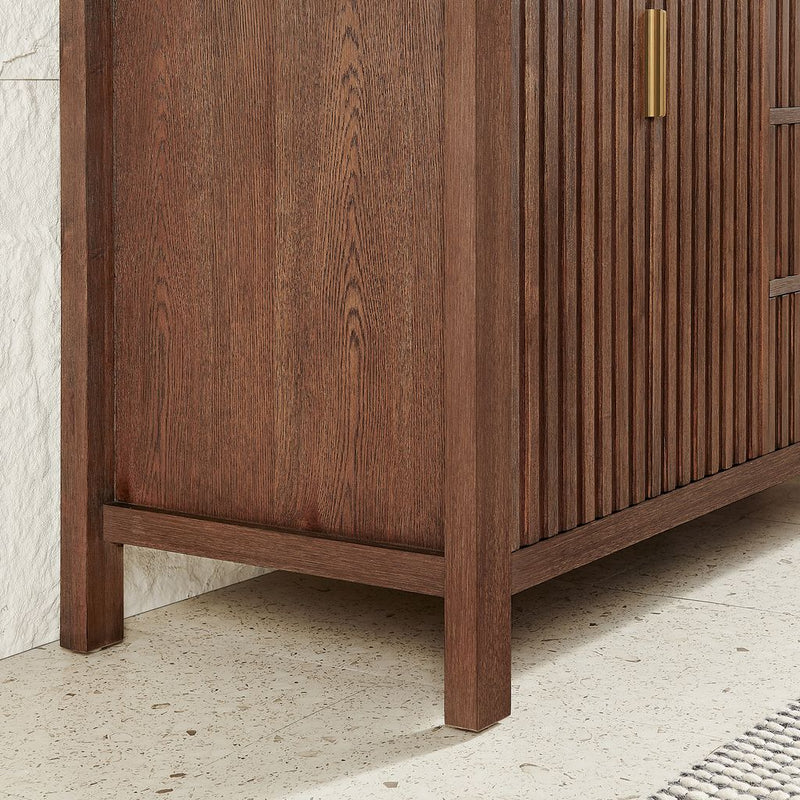 Vinnova 704284-AD-GW Shenzhen 84" Double Sink Bath Vanity in Aged Dark Brown Oak