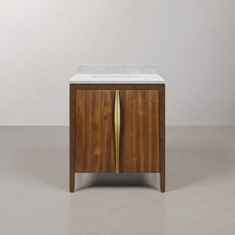 FE30CW06NJ - Ferrero 30 In. Single Sink Pre-Assembled Mid-Century Style Bathroom Vanity With 1" Carrara White Marble Top