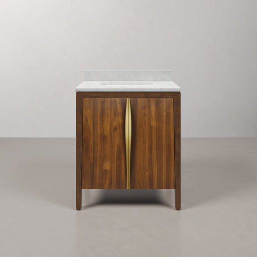 FE30CW06NJ - Ferrero 30 In. Single Sink Pre-Assembled Mid-Century Style Bathroom Vanity With 1" Carrara White Marble Top