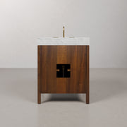 FE30CW06NJ - Ferrero 30 In. Single Sink Pre-Assembled Mid-Century Style Bathroom Vanity With 1" Carrara White Marble Top