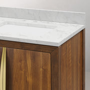 FE30CW06NJ - Ferrero 30 In. Single Sink Pre-Assembled Mid-Century Style Bathroom Vanity With 1" Carrara White Marble Top
