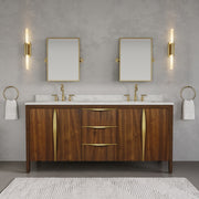 FE72CW06NJ - Ferrero 72 In. Single Sink Pre-Assembled Mid-Century Style Bathroom Vanity With 1" Carrara White Marble Top