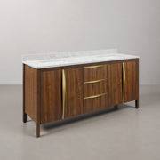 FE72CW06NJ - Ferrero 72 In. Single Sink Pre-Assembled Mid-Century Style Bathroom Vanity With 1" Carrara White Marble Top