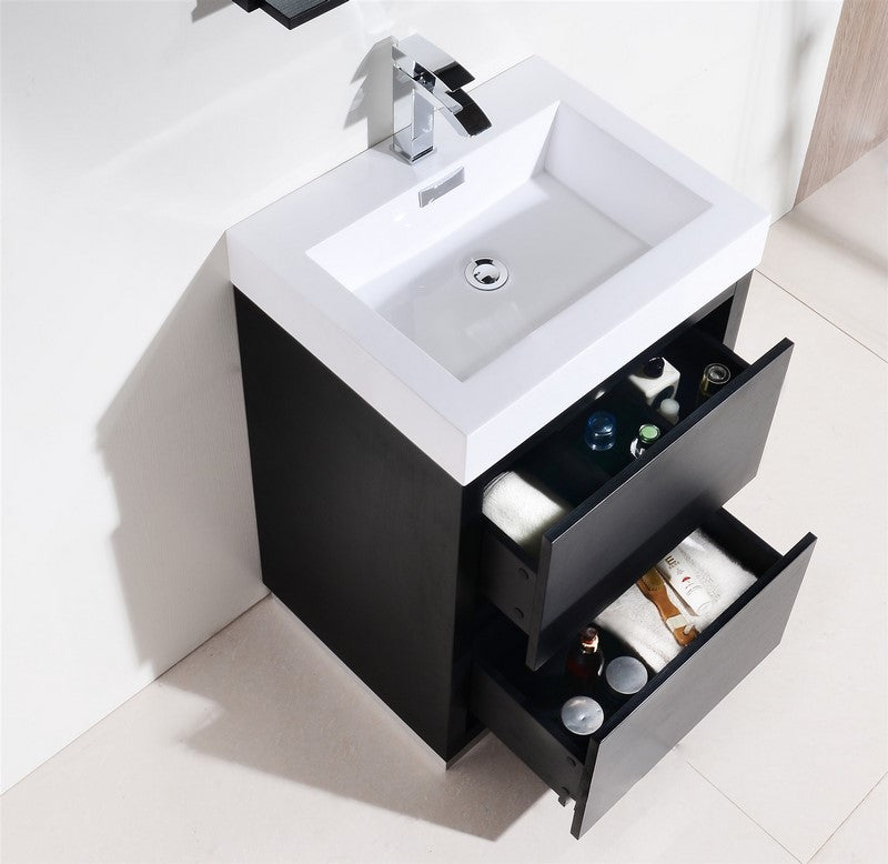 Kube Bath FMB24-BK Bliss 24" Black Free Standing Single Sink Bathroom Vanity with Reinforced Acrylic Composite Top - view 5