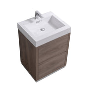 Kube Bath FMB24-BTN Bliss 24" Butternut Free Standing Single Sink Bathroom Vanity with Reinforced Acrylic Composite Top