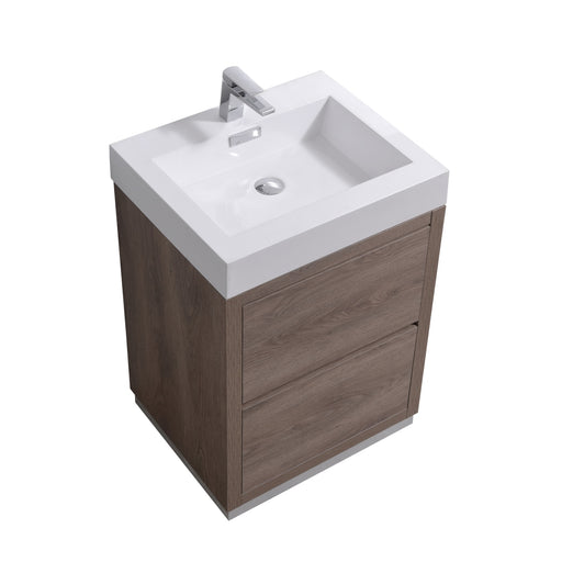 Kube Bath FMB24-BTN Bliss 24" Butternut Free Standing Single Sink Bathroom Vanity with Reinforced Acrylic Composite Top
