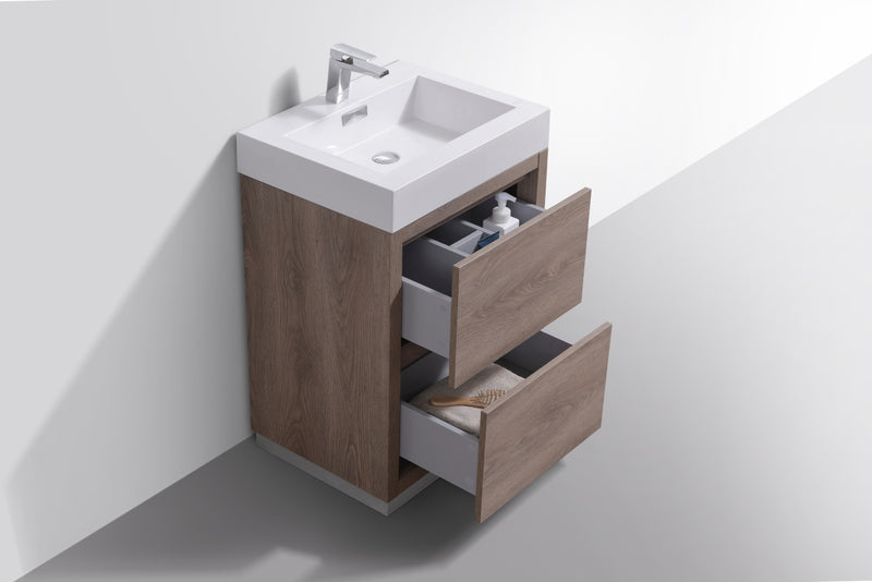 Kube Bath FMB24-BTN Bliss 24" Butternut Free Standing Single Sink Bathroom Vanity with Reinforced Acrylic Composite Top - view 5