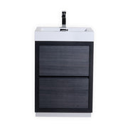 Kube Bath FMB24-GO Bliss 24" Gray Oak Free Standing Single Sink Bathroom Vanity with Reinforced Acrylic Composite Top