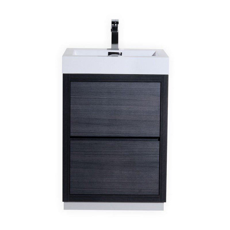 Kube Bath FMB24-GO Bliss 24" Gray Oak Free Standing Single Sink Bathroom Vanity with Reinforced Acrylic Composite Top