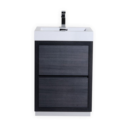 Kube Bath FMB24-GO Bliss 24" Gray Oak Free Standing Single Sink Bathroom Vanity with Reinforced Acrylic Composite Top