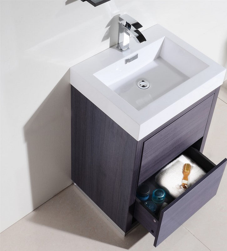 Kube Bath FMB24-GO Bliss 24" Gray Oak Free Standing Single Sink Bathroom Vanity with Reinforced Acrylic Composite Top - view 6
