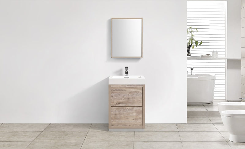 Kube Bath FMB24-NW Bliss 24" Nature Wood Free Standing Single Sink Bathroom Vanity with Reinforced Acrylic Composite Top - view 2