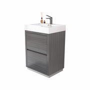 Kube Bath FMB24-VAG Bliss 24" Vulcan Ash Grey Free Standing Single Sink Bathroom Vanity with Reinforced Acrylic Composite Top