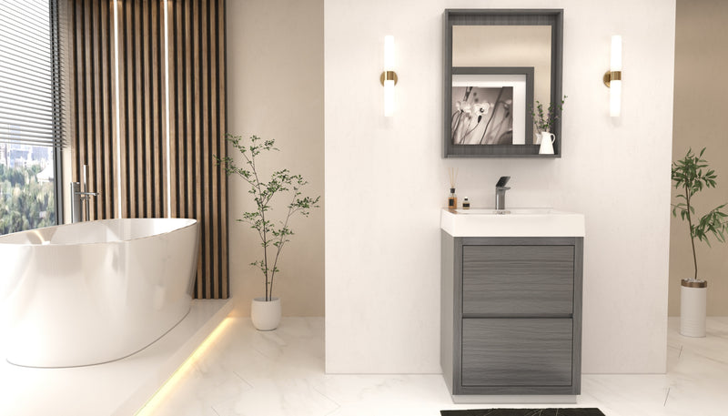 Kube Bath FMB24-VAG Bliss 24" Vulcan Ash Grey Free Standing Single Sink Bathroom Vanity with Reinforced Acrylic Composite Top - view 5