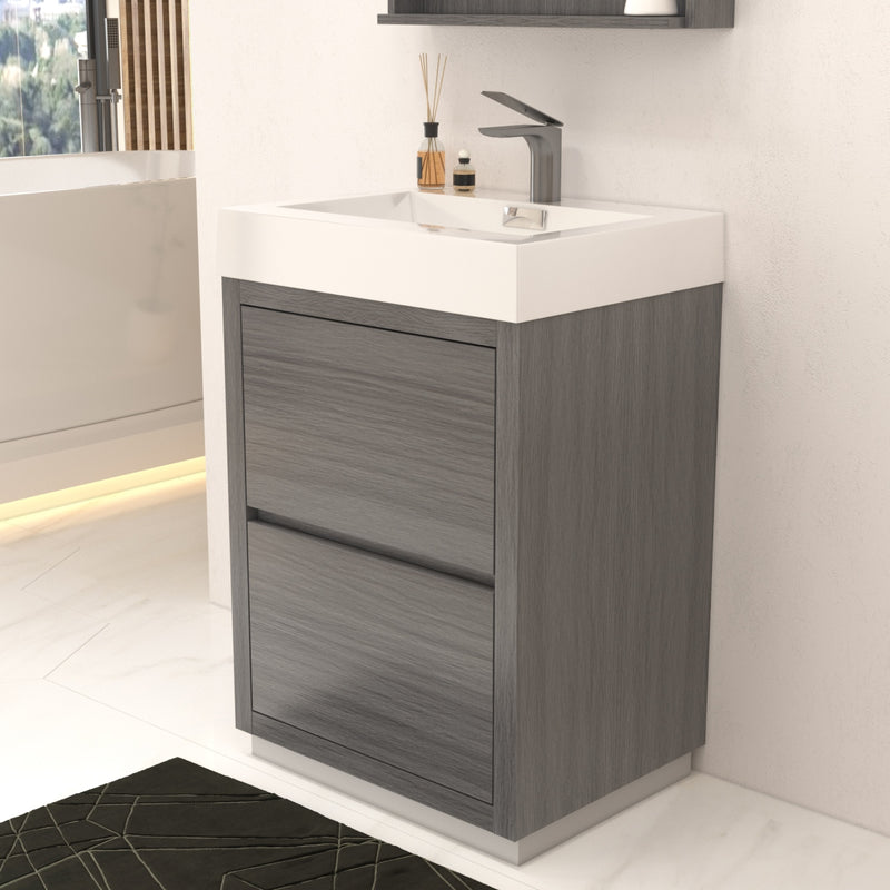 Kube Bath FMB24-VAG Bliss 24" Vulcan Ash Grey Free Standing Single Sink Bathroom Vanity with Reinforced Acrylic Composite Top - view 3