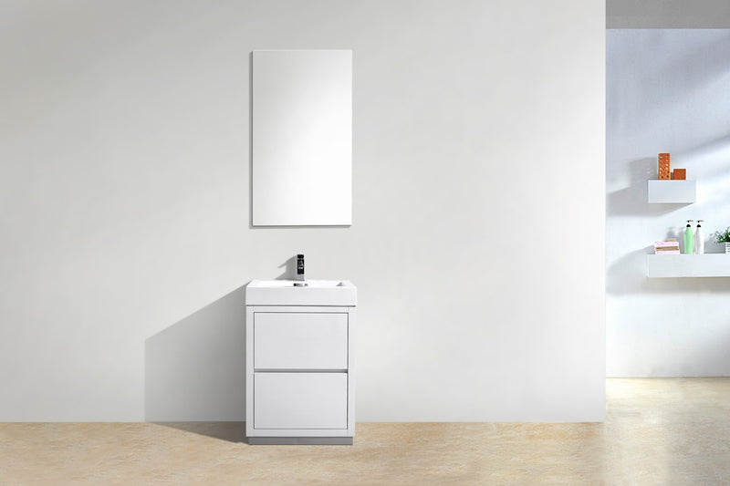 Kube Bath FMB24-GW Bliss 24" High Gloss White Free Standing Single Sink Bathroom Vanity with Reinforced Acrylic Composite Top - view 3