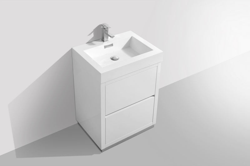 Kube Bath FMB24-GW Bliss 24" High Gloss White Free Standing Single Sink Bathroom Vanity with Reinforced Acrylic Composite Top - view 4