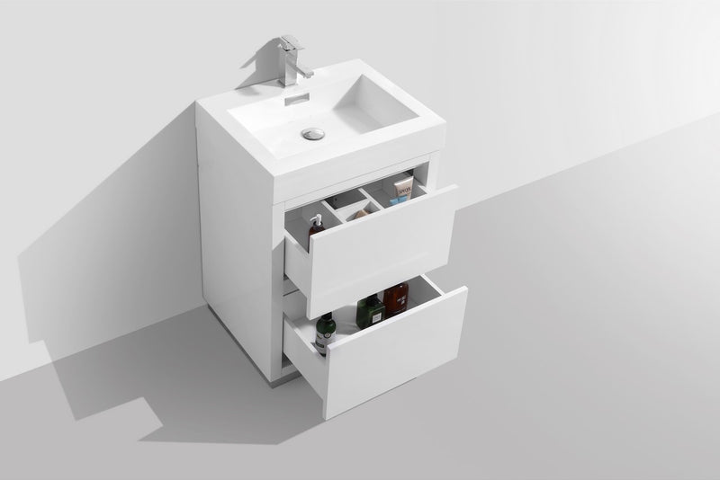 Kube Bath FMB24-GW Bliss 24" High Gloss White Free Standing Single Sink Bathroom Vanity with Reinforced Acrylic Composite Top - view 5