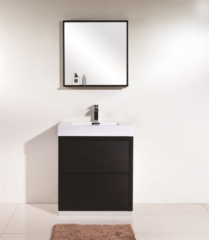 Kube Bath FMB30-BK Bliss 30" Black Free Standing Single Sink Bathroom Vanity with Reinforced Acrylic Composite Top - view 2
