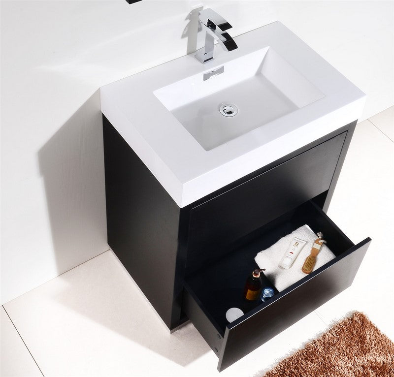 Kube Bath FMB30-BK Bliss 30" Black Free Standing Single Sink Bathroom Vanity with Reinforced Acrylic Composite Top - view 4