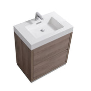 Kube Bath FMB30-BTN Bliss 30" Butternut Free Standing Single Sink Bathroom Vanity with Reinforced Acrylic Composite Top