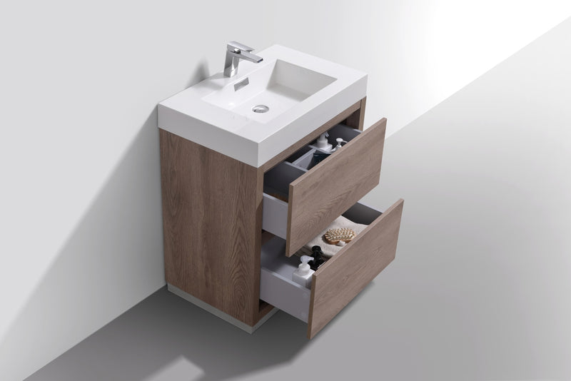 Kube Bath FMB30-BTN Bliss 30" Butternut Free Standing Single Sink Bathroom Vanity with Reinforced Acrylic Composite Top - view 5