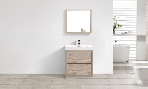 Kube Bath FMB30-NW Bliss 30" Nature Wood Free Standing Single Sink Bathroom Vanity with Reinforced Acrylic Composite Top - view 2