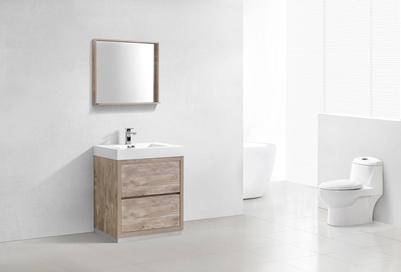 Kube Bath FMB30-NW Bliss 30" Nature Wood Free Standing Single Sink Bathroom Vanity with Reinforced Acrylic Composite Top - view 3