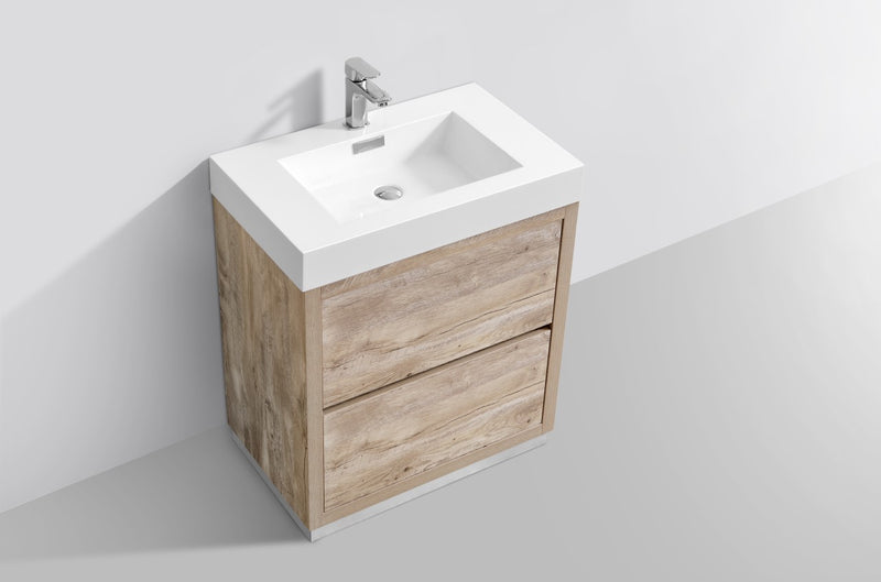 Kube Bath FMB30-NW Bliss 30" Nature Wood Free Standing Single Sink Bathroom Vanity with Reinforced Acrylic Composite Top - view 4