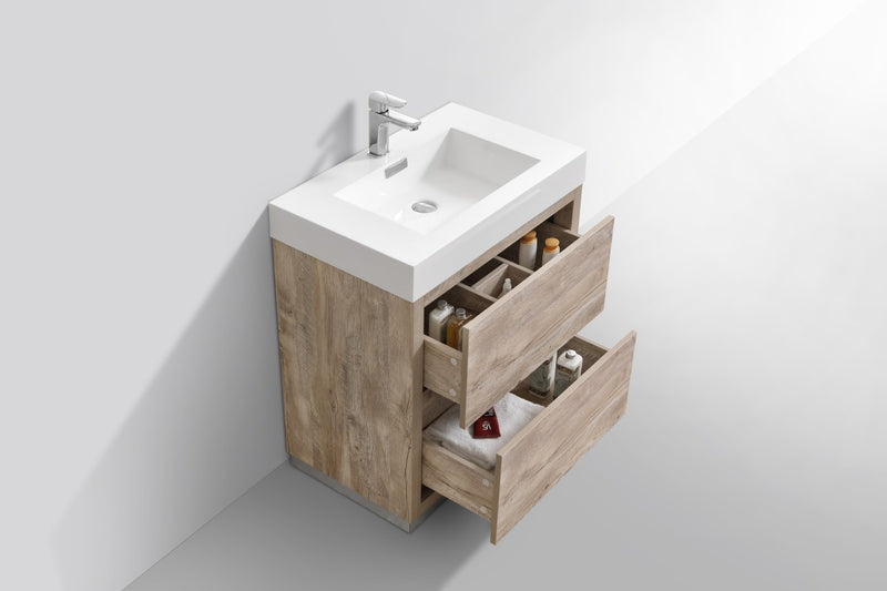 Kube Bath FMB30-NW Bliss 30" Nature Wood Free Standing Single Sink Bathroom Vanity with Reinforced Acrylic Composite Top - view 5
