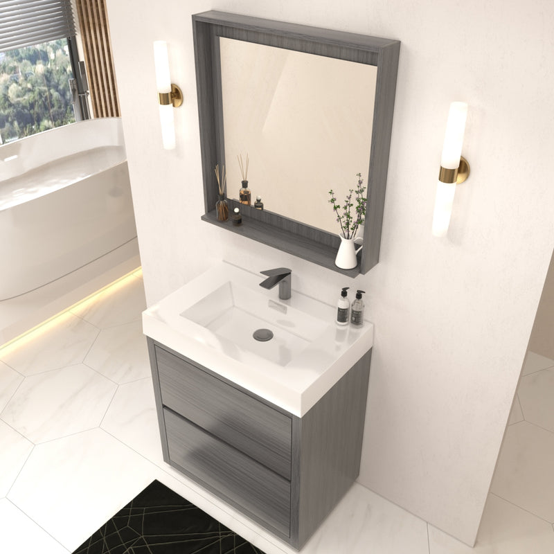 Kube Bath FMB30-VAG Bliss 30" Vulcan Ash Grey Free Standing Single Sink Bathroom Vanity with Reinforced Acrylic Composite Top - view 2