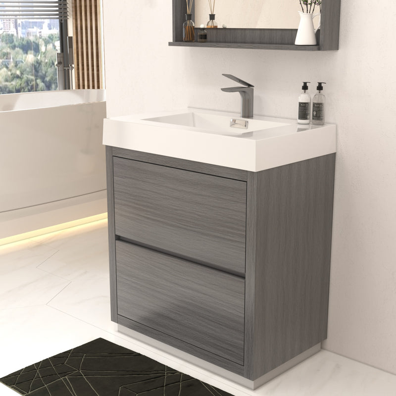 Kube Bath FMB30-VAG Bliss 30" Vulcan Ash Grey Free Standing Single Sink Bathroom Vanity with Reinforced Acrylic Composite Top - view 3