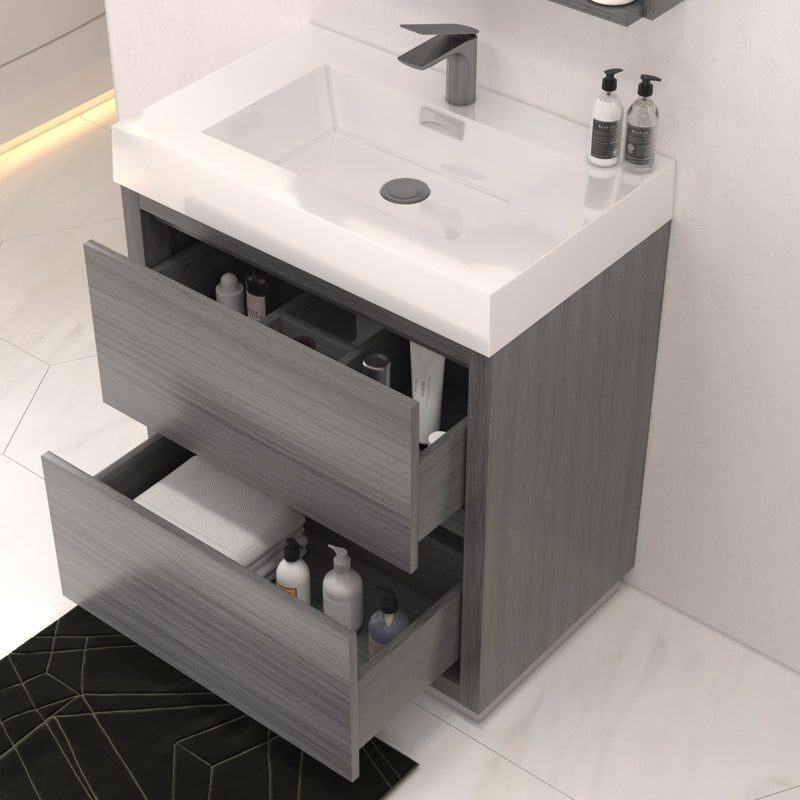 Kube Bath FMB30-VAG Bliss 30" Vulcan Ash Grey Free Standing Single Sink Bathroom Vanity with Reinforced Acrylic Composite Top - view 4