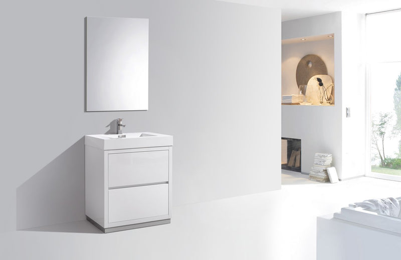 Kube Bath FMB30-GW Bliss 30" High Gloss White Free Standing Single Sink Bathroom Vanity with Reinforced Acrylic Composite Top - view 2