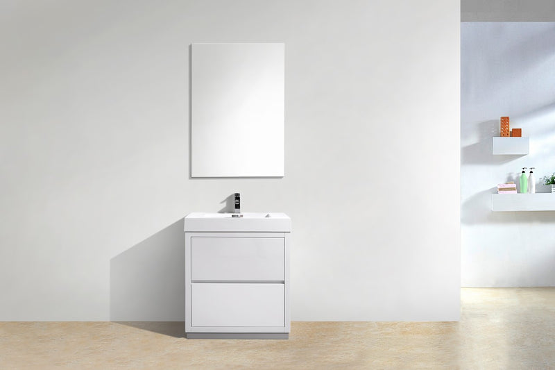 Kube Bath FMB30-GW Bliss 30" High Gloss White Free Standing Single Sink Bathroom Vanity with Reinforced Acrylic Composite Top - view 3
