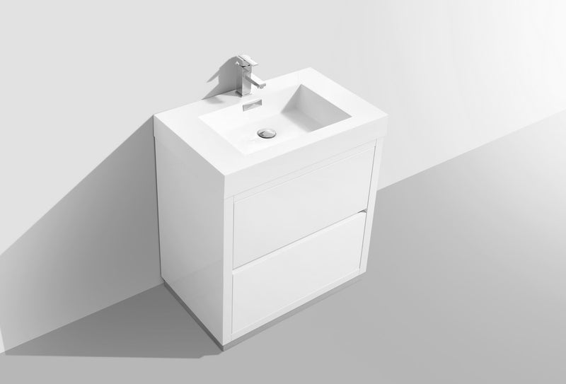 Kube Bath FMB30-GW Bliss 30" High Gloss White Free Standing Single Sink Bathroom Vanity with Reinforced Acrylic Composite Top - view 4