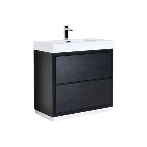 Kube Bath FMB36-BK Bliss 36" Black Free Standing Single Sink Bathroom Vanity with Reinforced Acrylic Composite Top