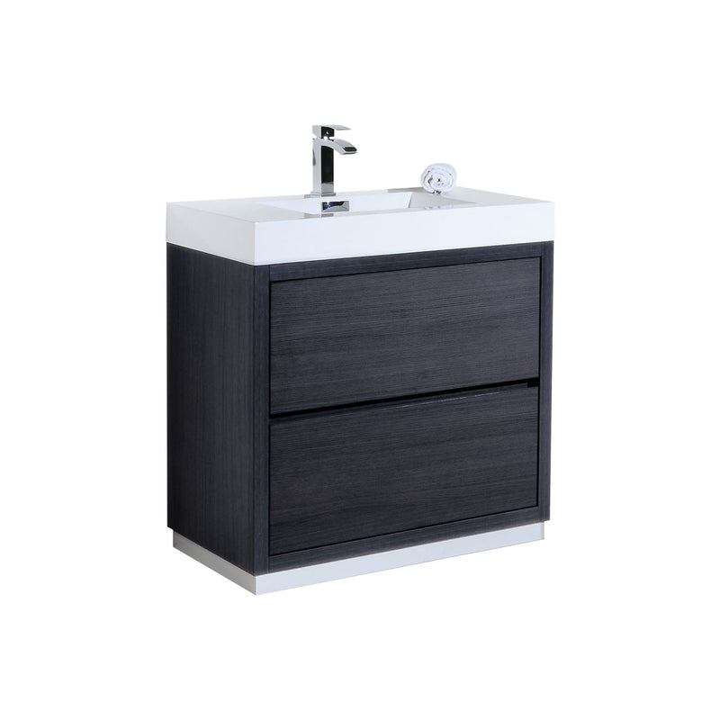 Kube Bath FMB36-GO Bliss 36" Gray Oak Free Standing Single Sink Bathroom Vanity with Reinforced Acrylic Composite Top
