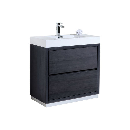 Kube Bath FMB36-GO Bliss 36" Gray Oak Free Standing Single Sink Bathroom Vanity with Reinforced Acrylic Composite Top