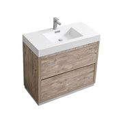 Kube Bath FMB36-NW Bliss 36" Nature Wood Free Standing Single Sink Bathroom Vanity with Reinforced Acrylic Composite Top