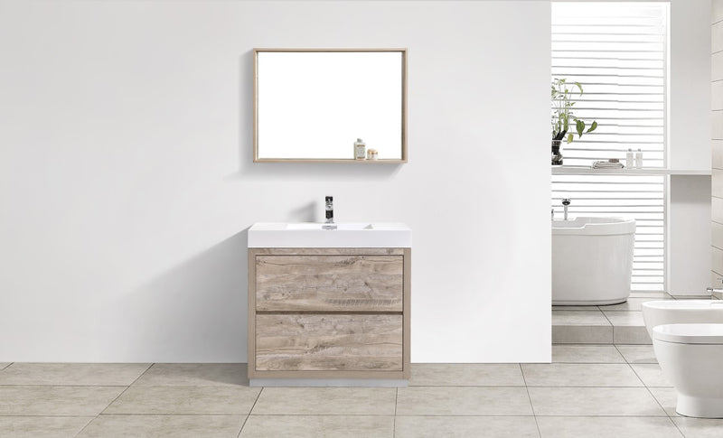 Kube Bath FMB36-NW Bliss 36" Nature Wood Free Standing Single Sink Bathroom Vanity with Reinforced Acrylic Composite Top - view 2
