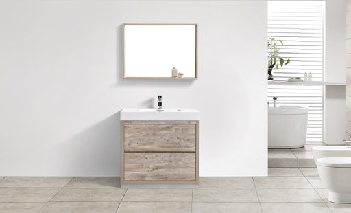 Kube Bath FMB36-NW Bliss 36" Nature Wood Free Standing Single Sink Bathroom Vanity with Reinforced Acrylic Composite Top - view 2