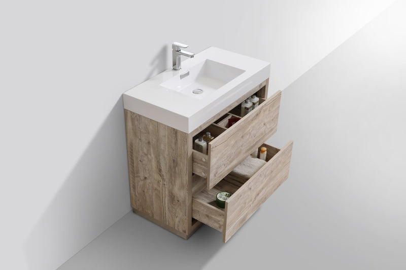 Kube Bath FMB36-NW Bliss 36" Nature Wood Free Standing Single Sink Bathroom Vanity with Reinforced Acrylic Composite Top - view 5