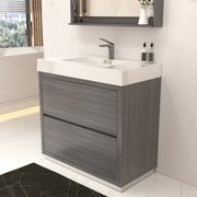 Kube Bath FMB36-VAG Bliss 36" Vulcan Ash Grey Free Standing Single Sink Bathroom Vanity with Reinforced Acrylic Composite Top - view 3