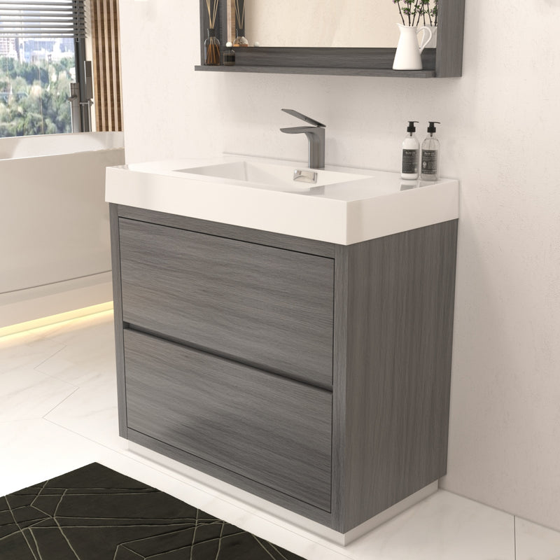 Kube Bath FMB36-VAG Bliss 36" Vulcan Ash Grey Free Standing Single Sink Bathroom Vanity with Reinforced Acrylic Composite Top - view 3