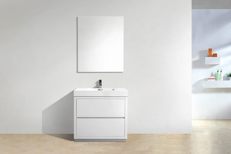 Kube Bath FMB36-GW Bliss 36" High Gloss White Free Standing Single Sink Bathroom Vanity with Reinforced Acrylic Composite Top - view 3