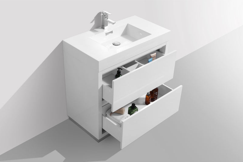 Kube Bath FMB36-GW Bliss 36" High Gloss White Free Standing Single Sink Bathroom Vanity with Reinforced Acrylic Composite Top - view 5