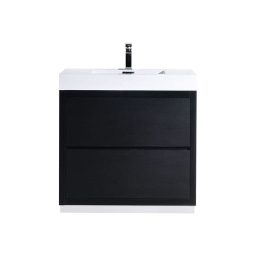 Kube Bath FMB40-BK Bliss 40" Black Free Standing Single Sink Bathroom Vanity with Reinforced Acrylic Composite Top