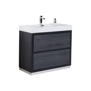 Kube Bath FMB40-GO Bliss 40" Gray Oak Free Standing Single Sink Bathroom Vanity with Reinforced Acrylic Composite Top